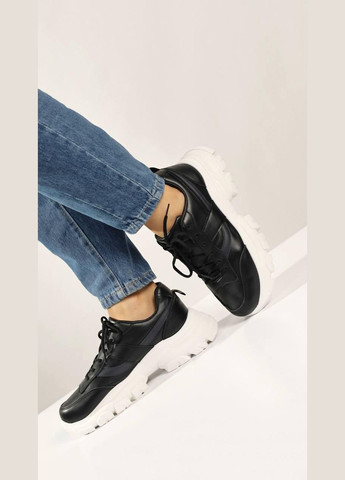 Кросівки жіночі чорні на шнурівці No Brand Демісезонні чорні демісезони (322784755)