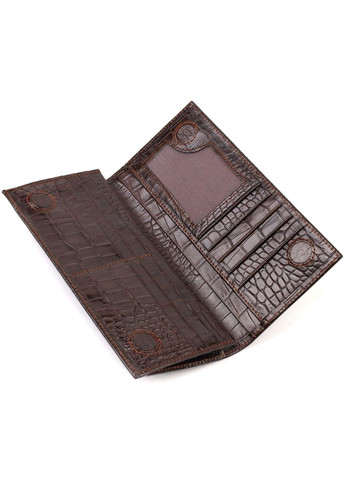 Стильний чоловічий вертикальний гаманець із натуральної шкіри із тисненням під крокодила коричневий 21900 Canpellini (329198183)