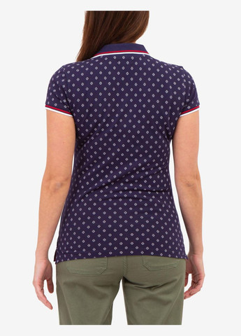 Жіноча футболка поло DOT FLOWER PRINT TIPPED XS синя U.S. Polo Assn. (286761237)