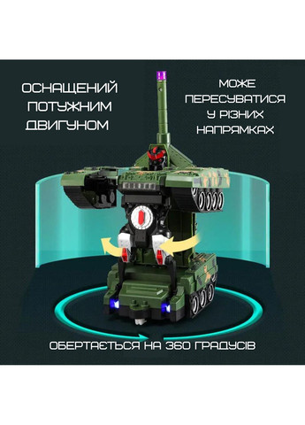 Робот трансформер танк на радіокеруванні з акумулятором для дітей інтерактивна іграшка зі звуком та світлом Combuy (370602741)