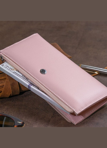 Горизонтальний тонкий гаманець зі шкіри жіночий рожевий 19325 st leather (329198486)