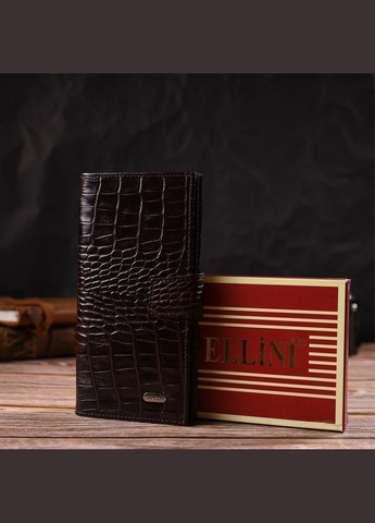 Стильний гаманець для чоловіків з натуральної шкіри з тисненням під крокодила 21915 Коричневий Canpellini (298570827)