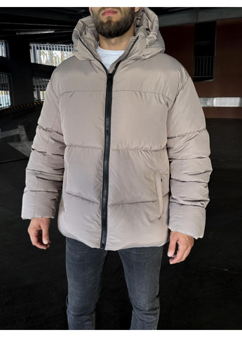 Бежевая зимняя зимняя куртка на пуху No Brand