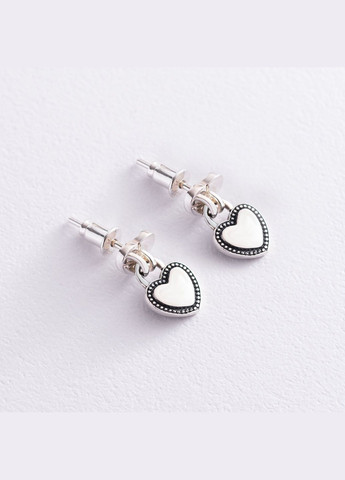 Серебряные серьги - пусеты Замочек - сердце 123046 Oniks (264025167)