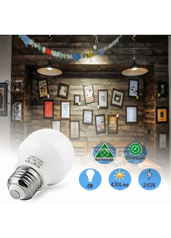 Комплект світлодіодних LED ламп E27 4W 3000K тепле світло, 400 Lm, 6 штук No Brand (370803467)