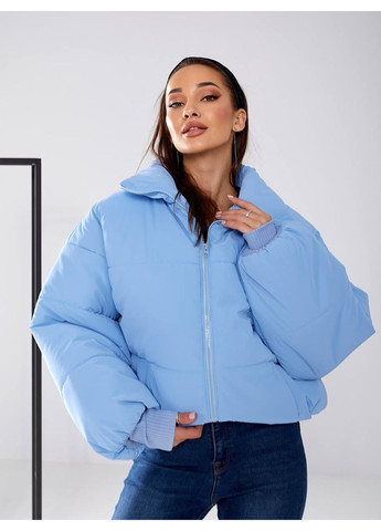 Голубая зимняя куртка женская пиле-водо отталкивающая Style Point