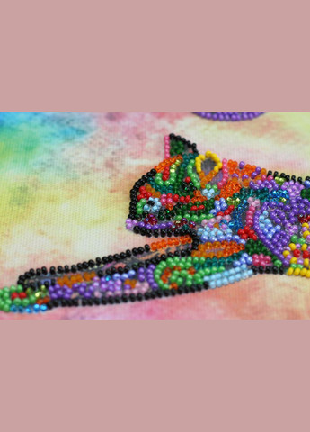 Набор-меди для вышивки бисером на натуральном художественном холсте "Играющий котенок" Abris Art (299471868)