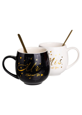 Парні чашки порцелянові Mr & Mis 350 мл з ложками Yiwu (373639629)