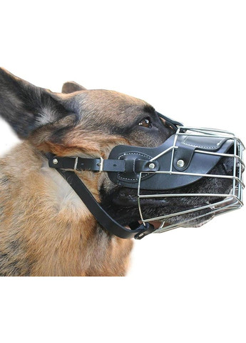 Намордник для собак, металлический кожаный Черный L Maychan (308862963)