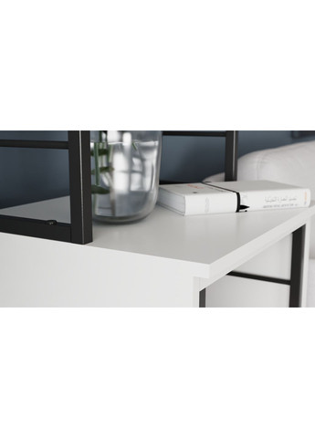 Стіл-тумба трансформер Смарт 3/2 з етажеркою 1430x1450x600 Чорний метал ДСП Біле 16 мм (FRD-105116) Ferrum-decor (365445078)