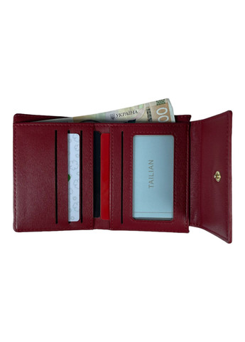 Жіночий гаманець екошкіра 1 відділення для купюр та 5 відділень для карток розмір:12*10*2 см червоний Tailian (268995040)