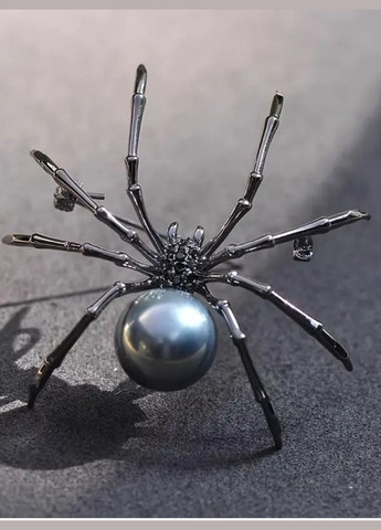Чорна брошка павук з перлиною і в стразах, 1169 Fashion Jewelry (341085633)