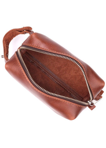 Косметичка невеликого розміру з гладкої шкіри на блискавці Серце 16762 Світло-коричнева Grande Pelle (298567928)