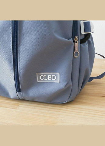 Рюкзак голубовато-синий с серым оттенком с сумочками и пеналом в комплекте с мишкой. КиП (277698341)