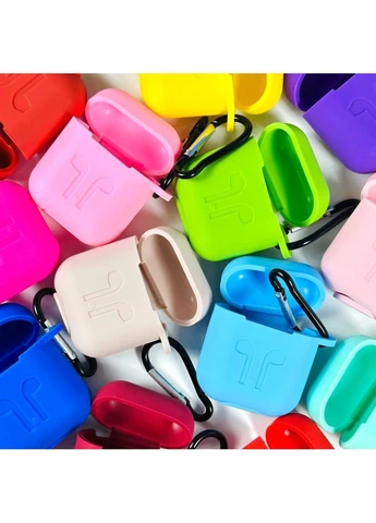 Силіконовий чохол із карабіном для навушників AirPods 2 No Brand (388434777)