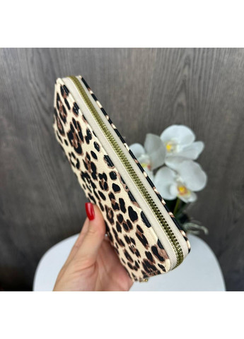 Жіночий гаманець клатч на блискавці екошкіра леопард бежевий No Brand (351536644)