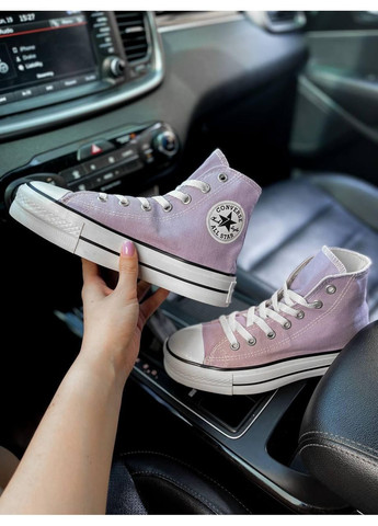 КЕДЫ ЖЕНСКИЕ CONVERSE HIGH PLATFORM LILAC КОНВЕРС No Brand фиолетовые демисезоны (367168127)
