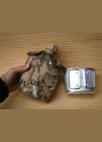 Фляга з кружкою US Вottle 1 л пластикова в чохлі Multicam No Brand (302391798)