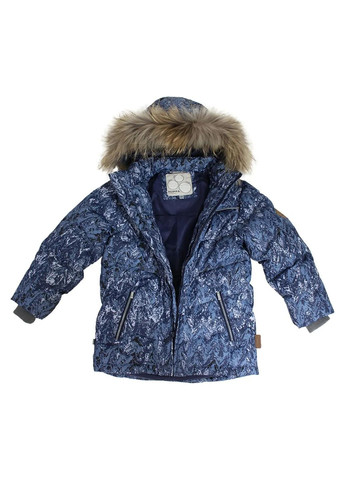 Темно-синяя куртка-пуховик moody 1, р.152, темно-синий с принтом () Huppa 17470155-73286-152