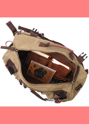 Рюкзак для подорожей чоловічий сумка через плече із щільного текстилю 22158 Оливковий Vintage (302257655)
