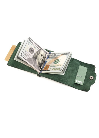 Зажим с отделами для кредитных карт на кнопке, матовая кожа Crazy Horse (Зелений) LQ 602170 (278649363)