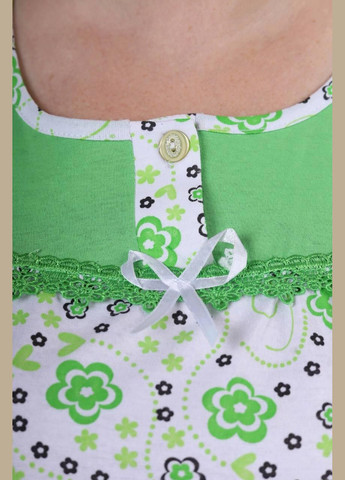 Нічна сорочка жіноча біла з зеленим No Brand Нічна жіноча сорочка (333016555)