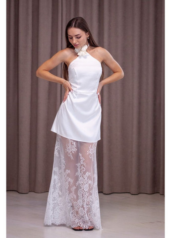 Белое вечернее платье а-силуэт First Woman однотонное