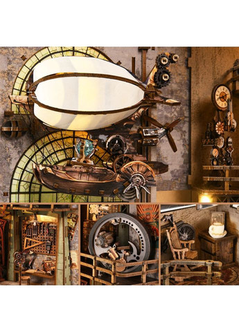 Бук Нук Мастерская с дирижаблем Питера Uncle Peter's Warehouse DIY Book Nook Интерьерный конструктор YM-05 No Brand (362453133)