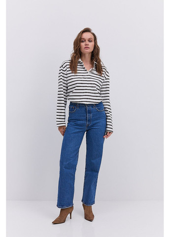 Женский лонгслив с воротником поло в полоску Arjen (363173465)