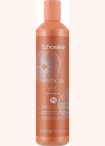 Шампунь для поврежденных волос Keratin Veg Shampoo 1000ml (1331769-8832565) Echosline (368632849)