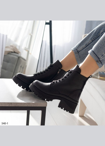 Комбинированные демисезонные женские кожаные ботинки No Brand