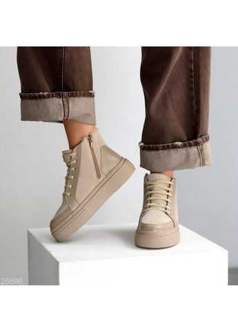 Черевики Milos зимові, натуральна шкіра та замша, темний беж, теплі No Brand (365548124)