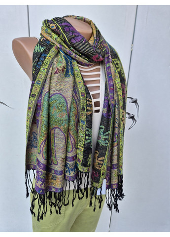 Шарф-палантин женский весна-осень в рисунок слонов с кистями 180х66 см Без бренду No Brand (368468410)