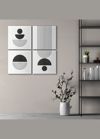 Модульная картина из четырех частей Black and White 153x153 см (MK423202) Malevich Store (333339140)