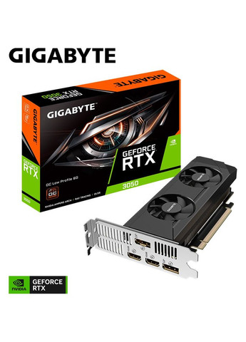 Відеокарта GeForce RTX 3050 Low Profile 6Gb 96bit 1477/14000MHz (GV-N3050OC-6GL) Gigabyte (322938400)