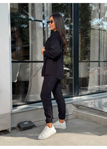 Вельветовый костюм на пуговицах черного цвета 34380 No Brand (356952138)