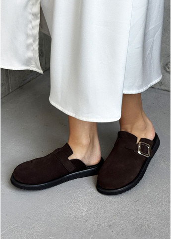 Коричневые замшевые sabo – элегантный шаг каждый день INNOE без каблука с пряжкой