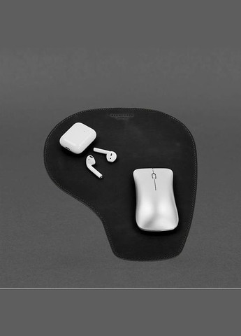 Килимок для мишки "Грушка" із натуральної шкіри чорний Crazy Horse (A-028474) BlankNote (330144397)