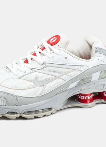 Білі Осінні кросівки чоловічі і жіночі nike shox ride 2 sp x supreme white | найк шокс райд 2 сп білі No Brand