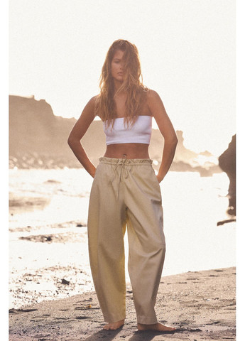 Штани barrel fit з контрастним поясом Zara (355801460)