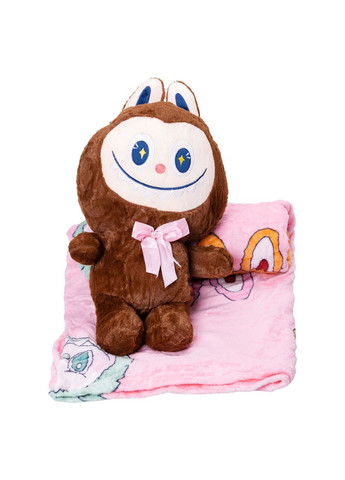 Дитяча м'яка іграшка Лабубу коричнева плюшева з пледом для малюків подушка-іграшка ProDobro (364191083)
