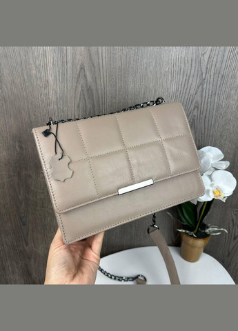 Жіноча шкіряна сумочка клатч з ланцюжком на плече з натуральної шкіри бежевий (sku_1696Б) No Brand (330575918)