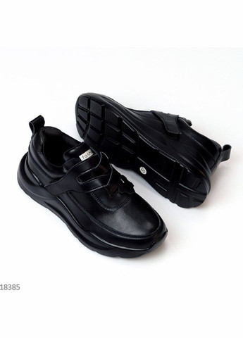 Черные кожаные женские кроссовки, кроссовки на липучках Yimeili Mystery чёрные демисезоны (300859336)