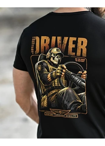 Тактична чоловіча футболка з принтом Driver чорна Freedom (397288613)