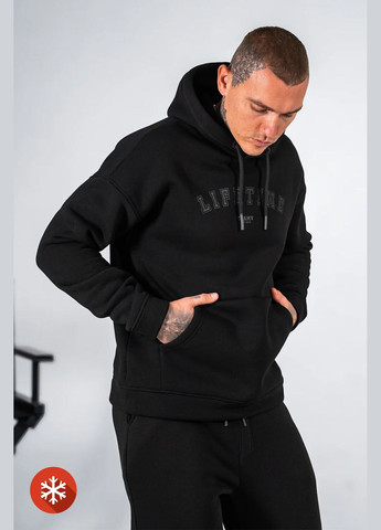 Чоловічий теплий худі вільного крою з принтом LIFETIME 3 Чорний Teamv (316355055)