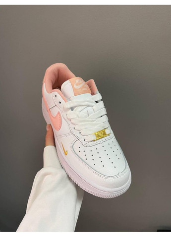 Білі Осінні кросівки чоловічі nike air force 1 mini swoosh peach найк аір форс 1 преміум No Brand