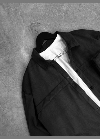 Черный демисезонный замшевый костюм двойка с рубашкой, брючный Україна