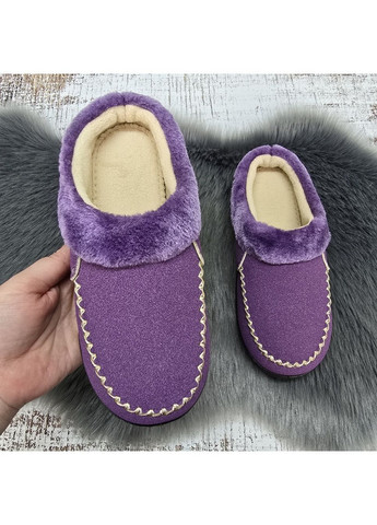Фиолетовые тапочки сабо женские теплые домашние фиолетовые без задника Dago Style