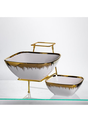 Фруктовниця порцелянова на 2 яруси 31*23*25 см на металевій підставці Yiwu (366670471)