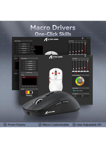 Ігрова бездротова миша X6 Black з зарядною станцією ATTACK SHARK (370202795)